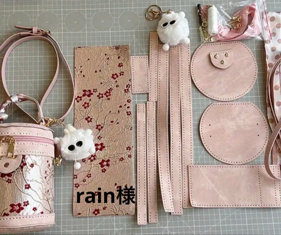 ピンク花柄バッグ型紙セット