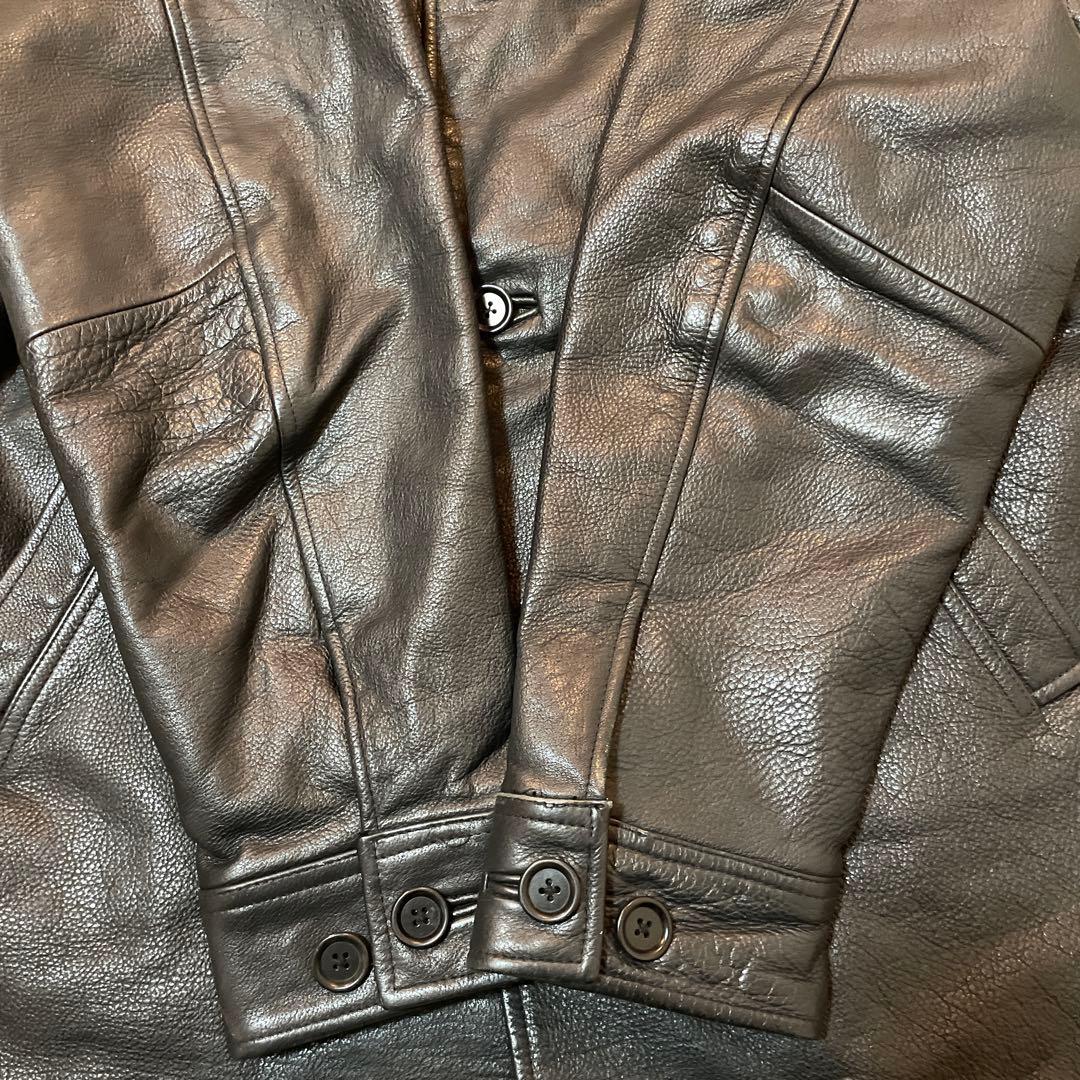 極美　90s〜　OLD GAP Leather Car Coat ブラックM