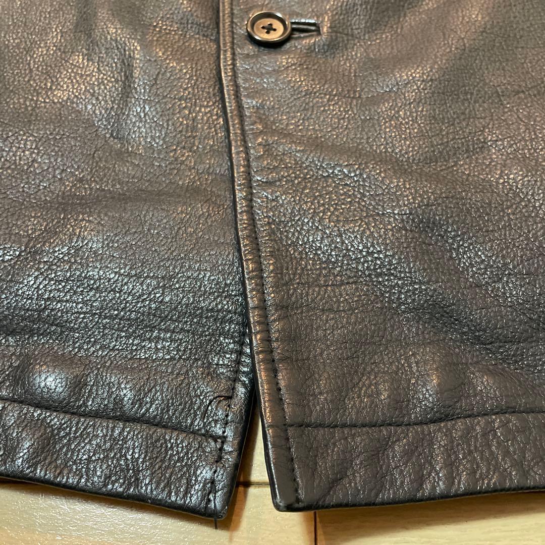 極美　90s〜　OLD GAP Leather Car Coat ブラックM