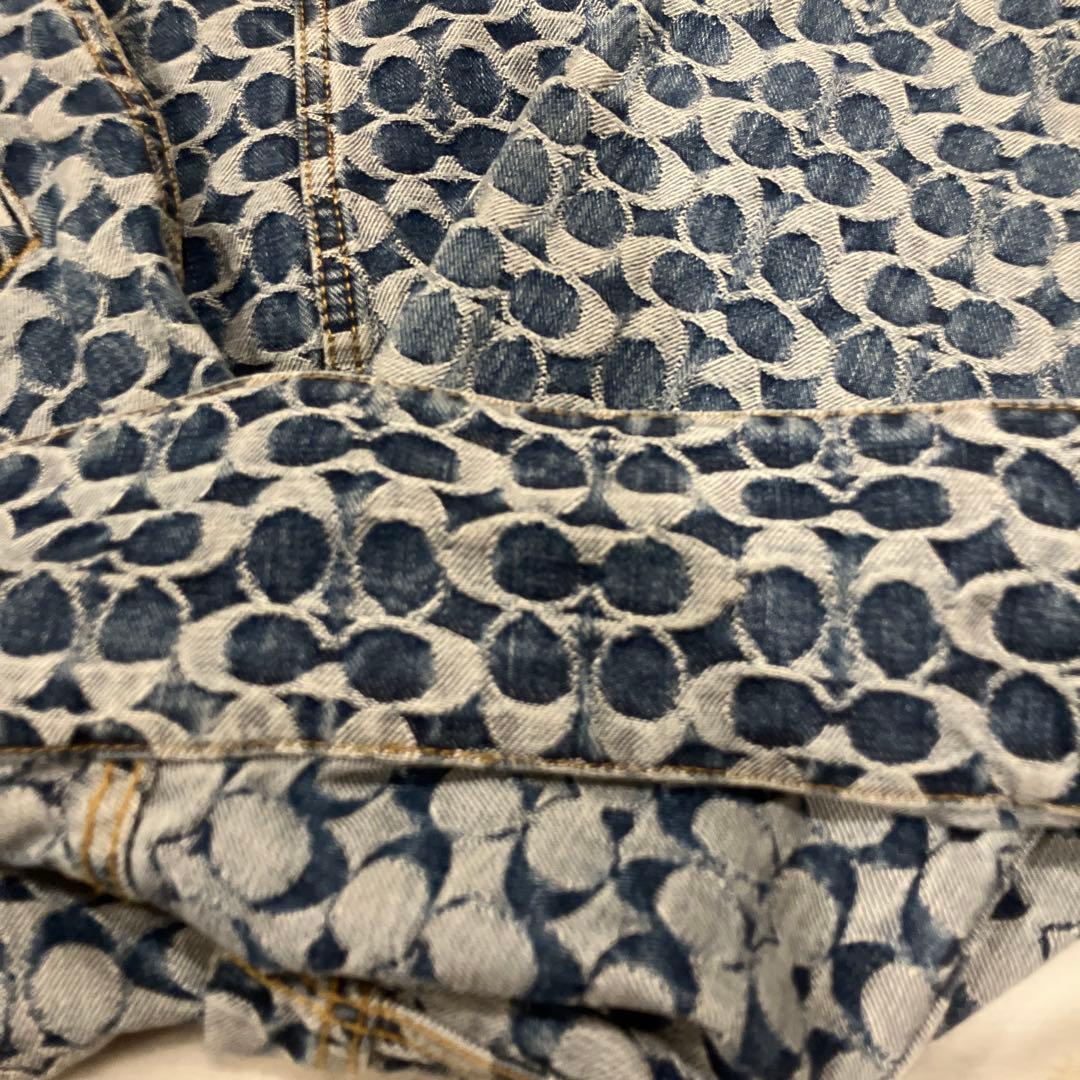 美品✨COACH シグネチャー 総柄 デニムジャケット 金ボタン　L 男女兼用