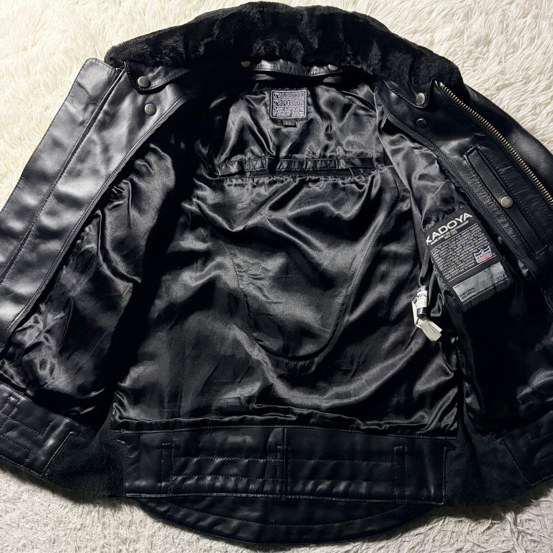 ま*ん様 美品■KADOYA レザージャケット　CHW-JP 襟ボア　本革　ブラ