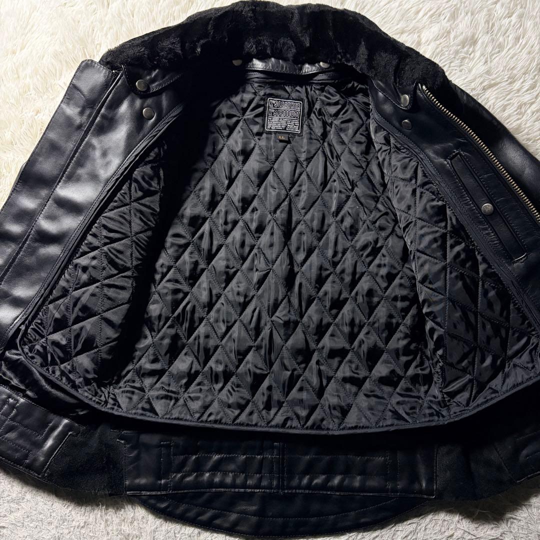 ま*ん様 美品■KADOYA レザージャケット　CHW-JP 襟ボア　本革　ブラ