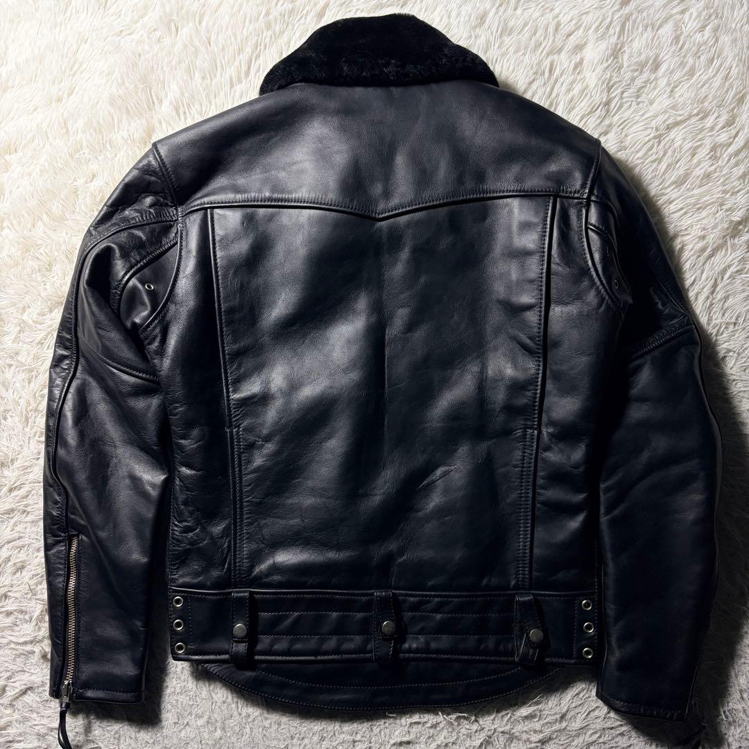 ま*ん様 美品■KADOYA レザージャケット　CHW-JP 襟ボア　本革　ブラ