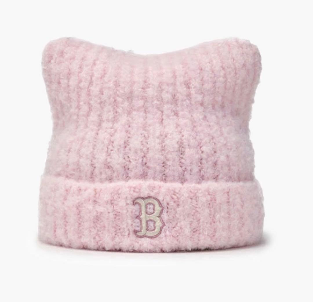 aespa KARINA着用MLB ビーニー　ニット帽　猫耳　韓国　PINK